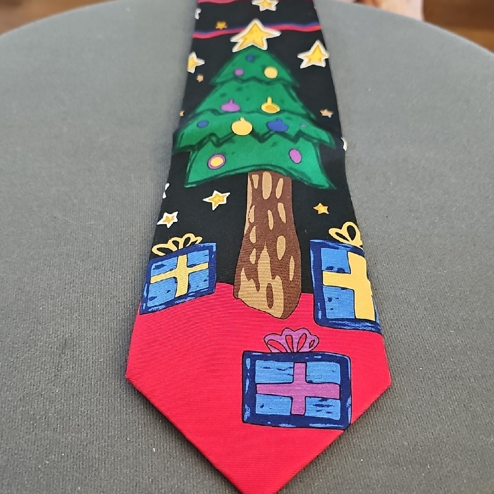 Festive Christmas Tree Kids Tie. Hand Made. 100% Silk. Save The CHILDREN.